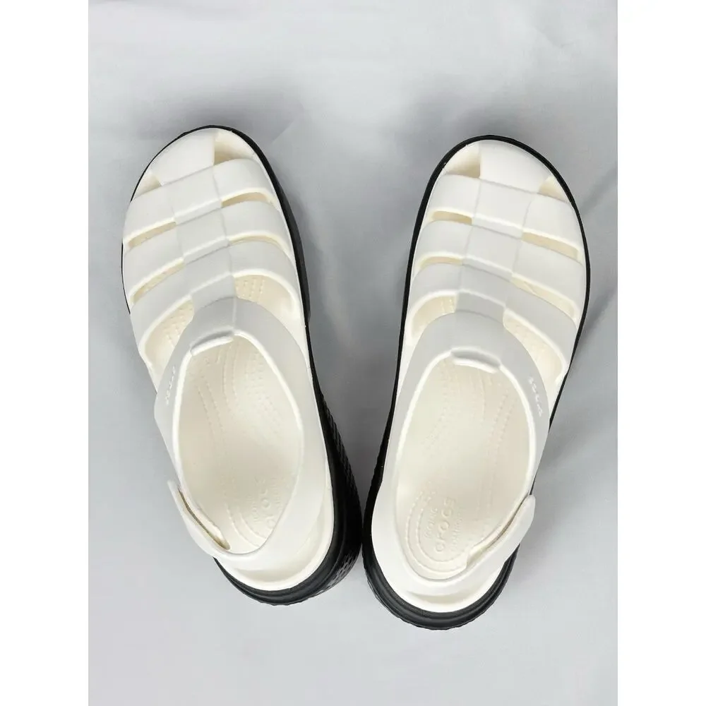 Crocs Stomp Fisherman Platform Sandals Chalk 209938-0WV Men’s 8 Women’s 10 New